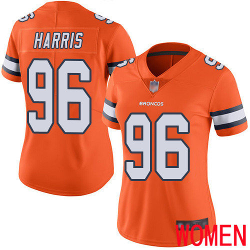 Women Denver Broncos #96 Shelby Harris Limited Orange Rush Vapor Untouchable Football NFL Jersey